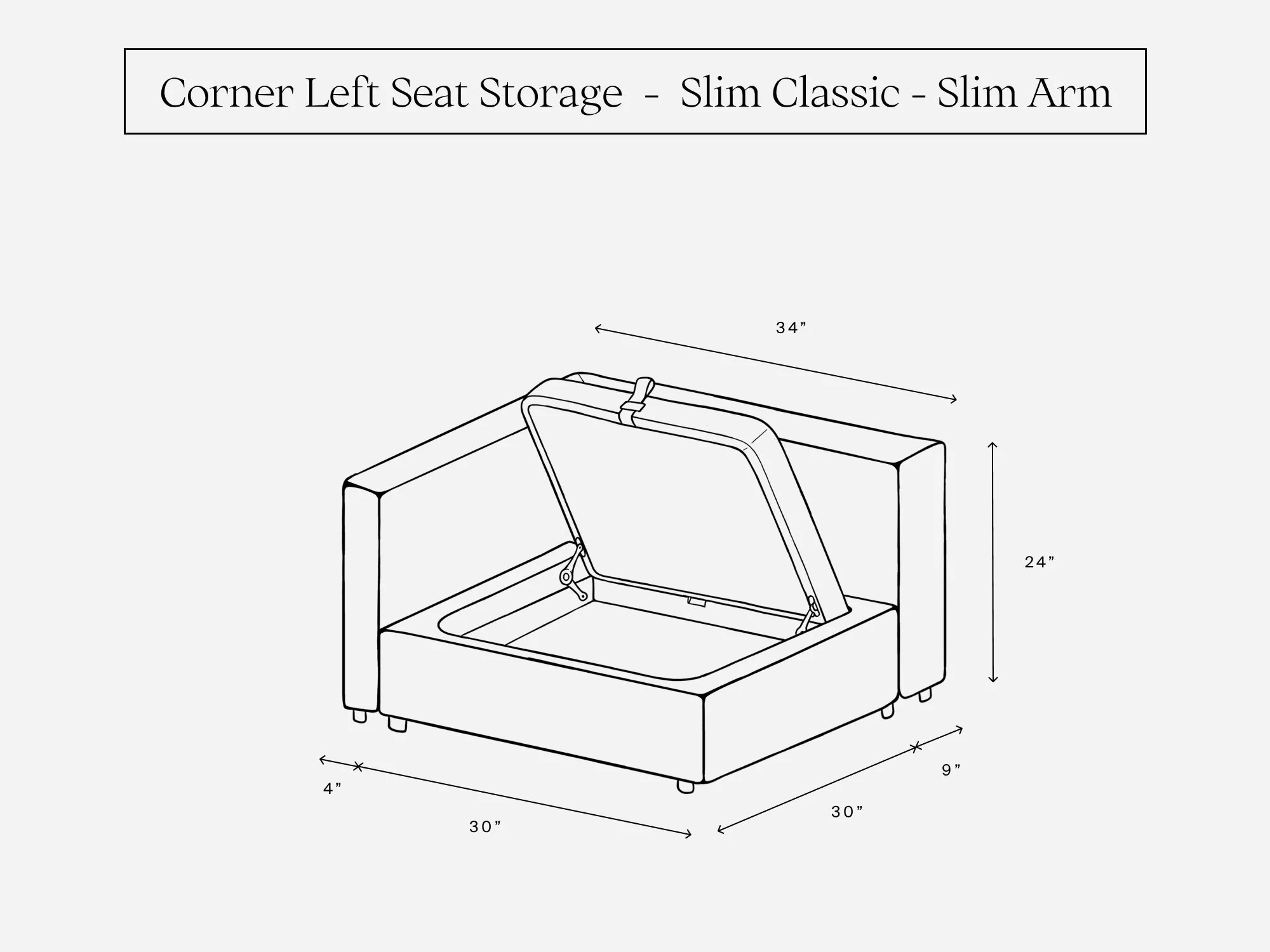 Corner Left Seat Storage Add-On (Thin Arm)